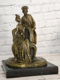 Hand Made Signed Annie Colonial Couple Romantic Bronze Sculpture Statue