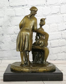 Hand Made Signed Annie Colonial Couple Romantic Bronze Sculpture Statue