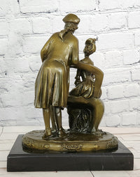 Hand Made Signed Annie Colonial Couple Romantic Bronze Sculpture Statue