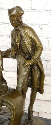 Hand Made Signed Annie Colonial Couple Romantic Bronze Sculpture Statue