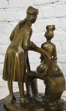 Hand Made Signed Annie Colonial Couple Romantic Bronze Sculpture Statue