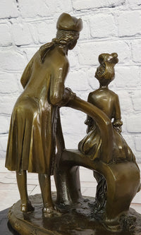 Hand Made Signed Annie Colonial Couple Romantic Bronze Sculpture Statue