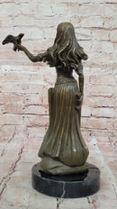 Mythological Goddess with Bird Bronze - Celtic Norse Signed Art