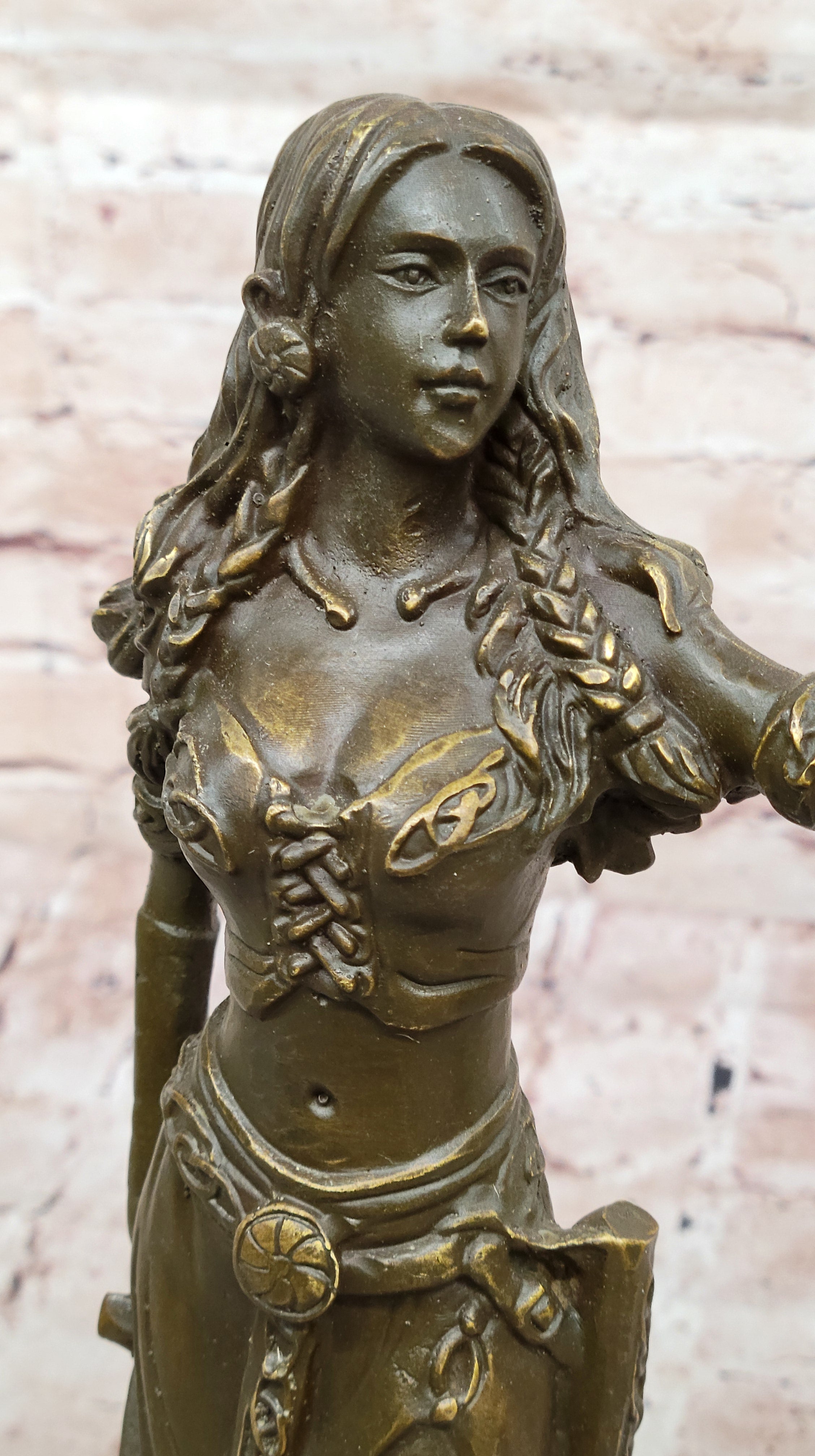 Mythological Goddess with Bird Bronze - Celtic Norse Signed Art