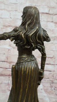 Mythological Goddess with Bird Bronze - Celtic Norse Signed Art