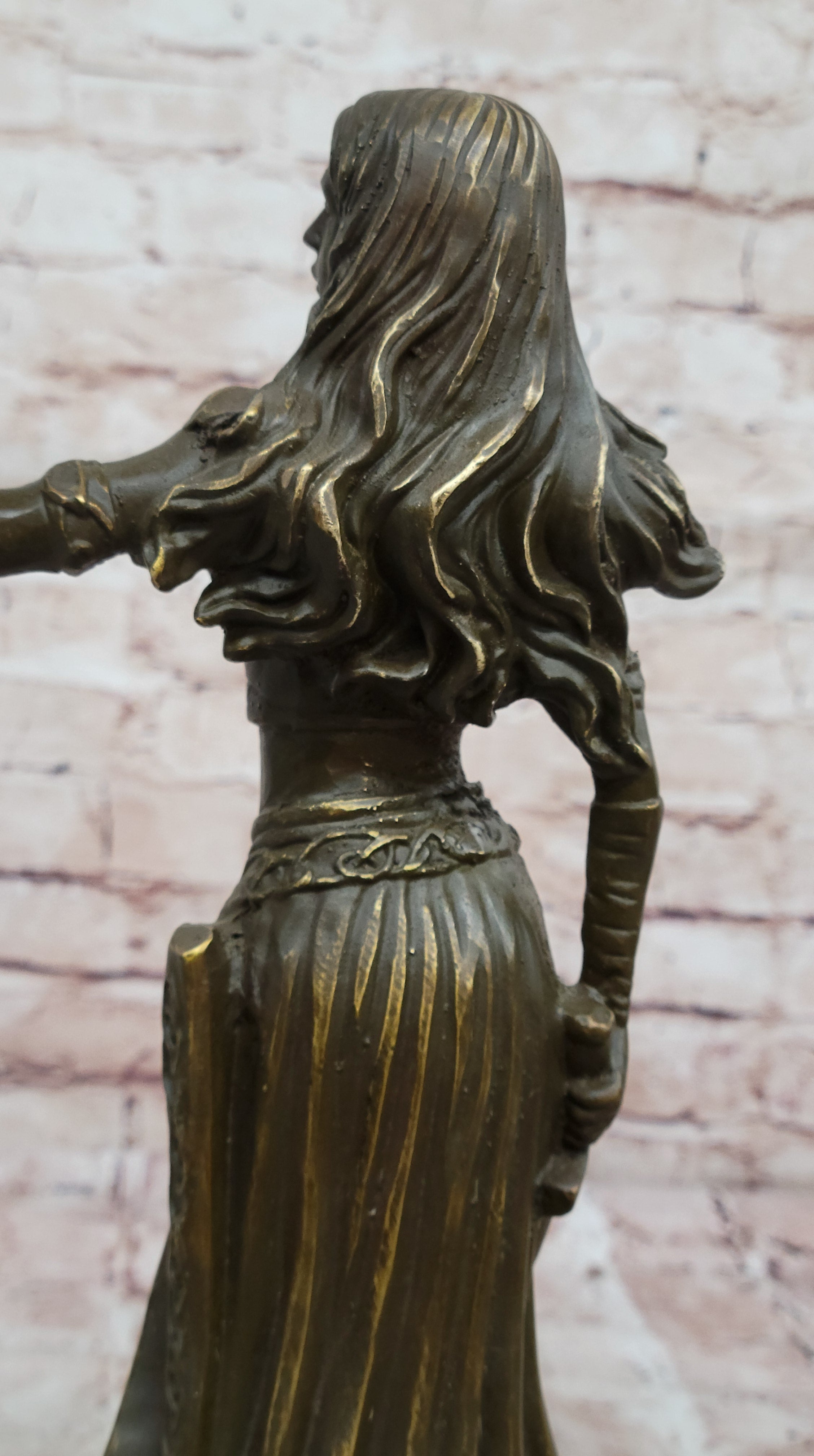 Mythological Goddess with Bird Bronze - Celtic Norse Signed Art