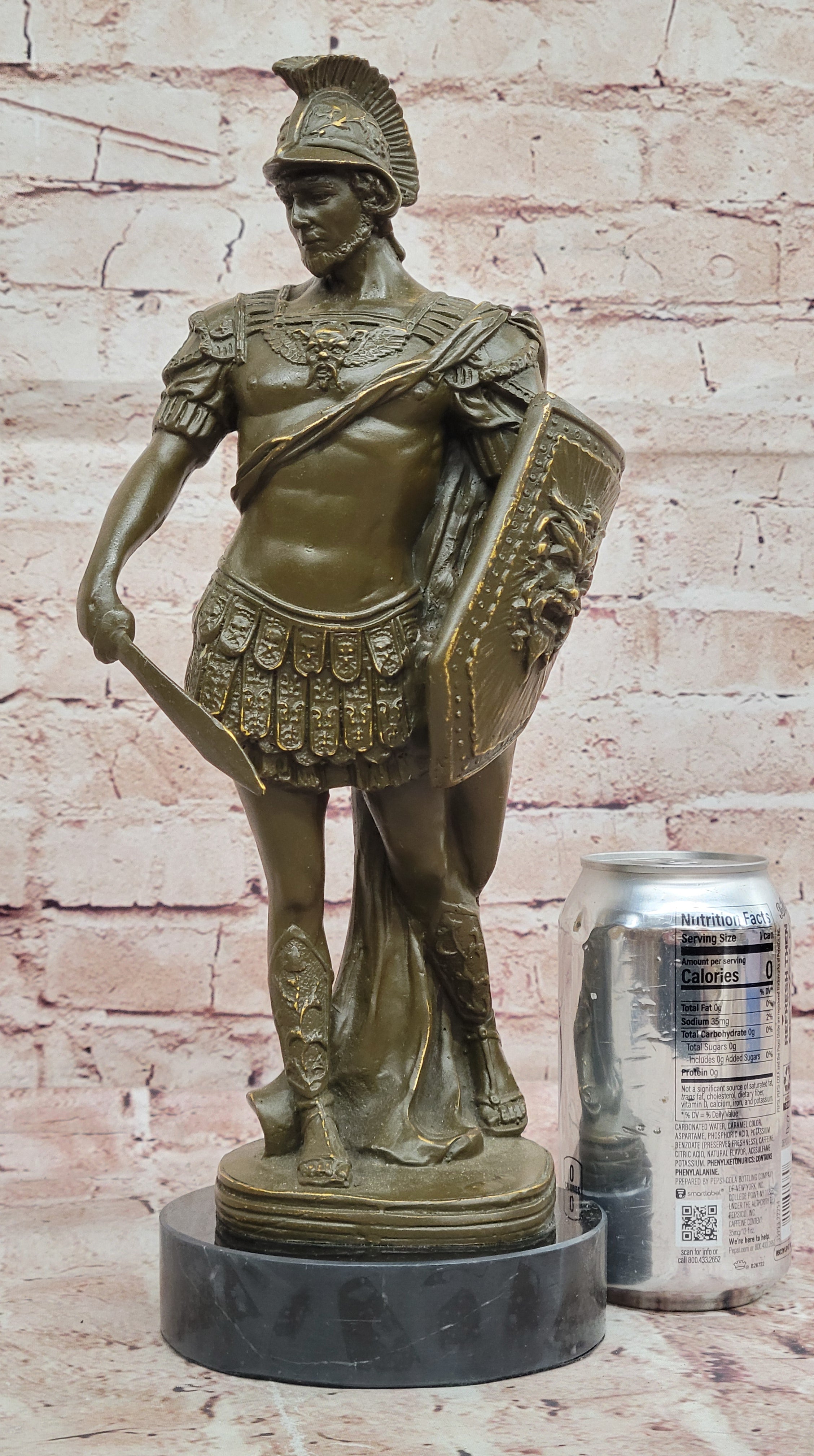 Bronze Roman Warrior - Greek Soldier Sculpture