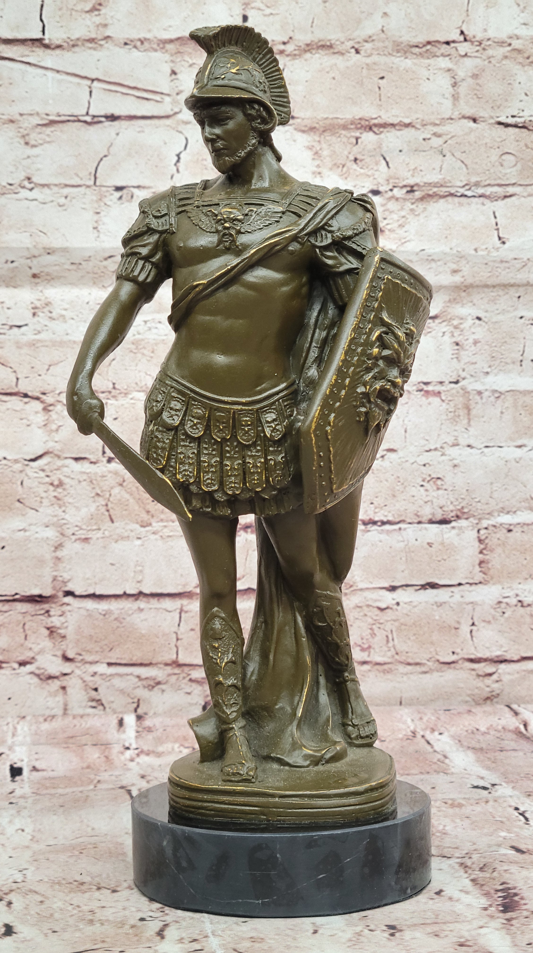 Bronze Roman Warrior - Greek Soldier Sculpture