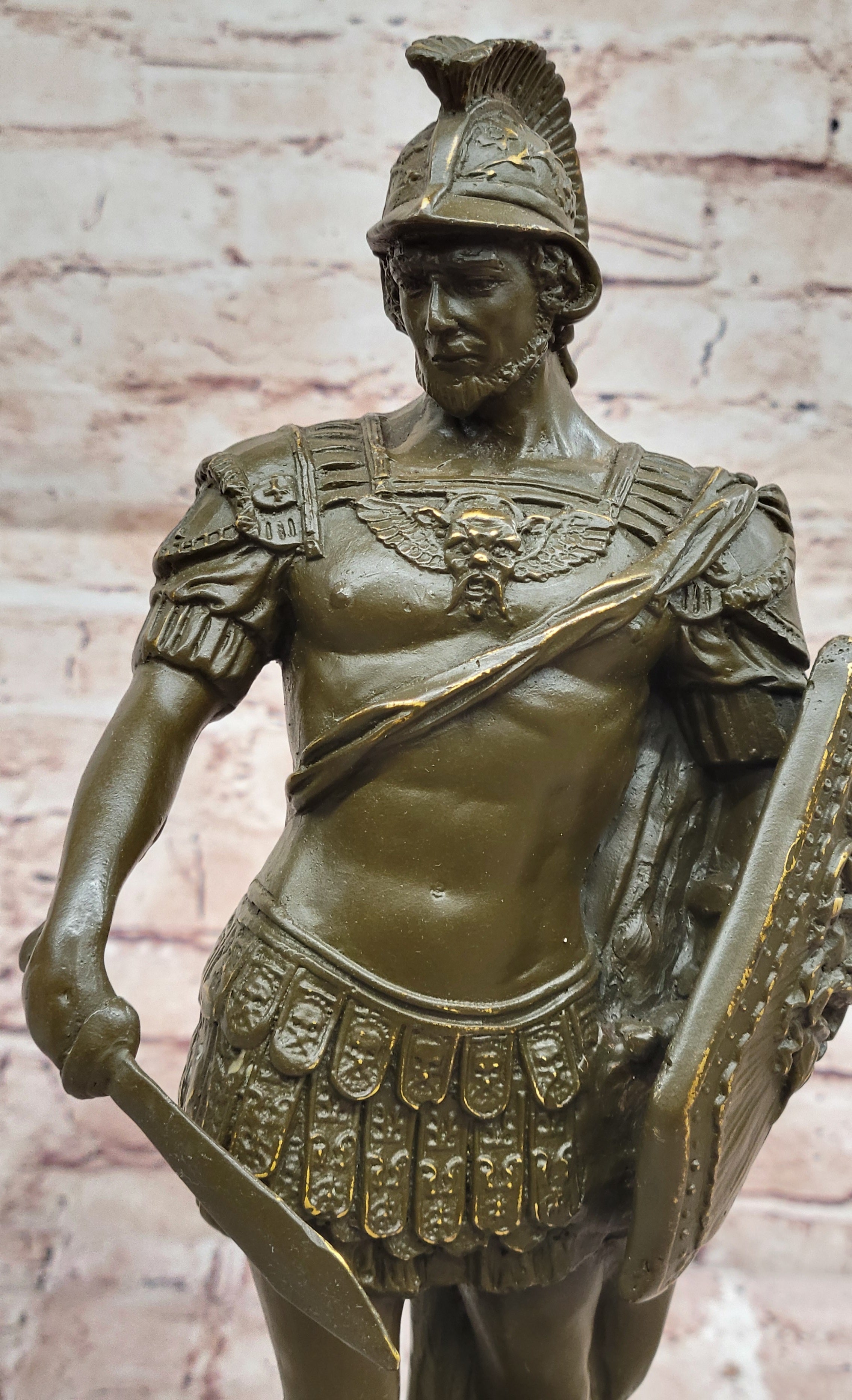 Bronze Roman Warrior - Greek Soldier Sculpture