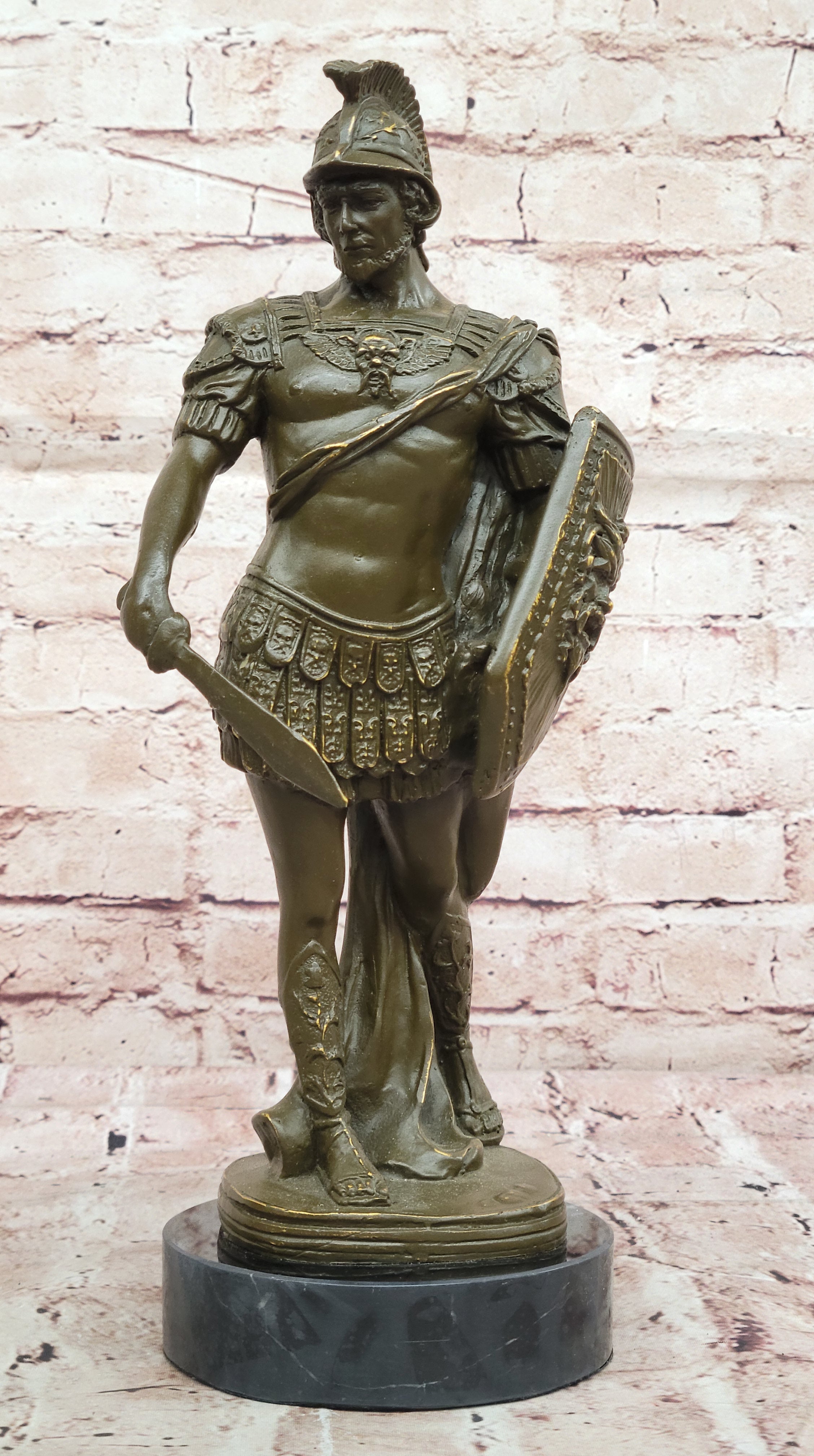 Bronze Roman Warrior - Greek Soldier Sculpture