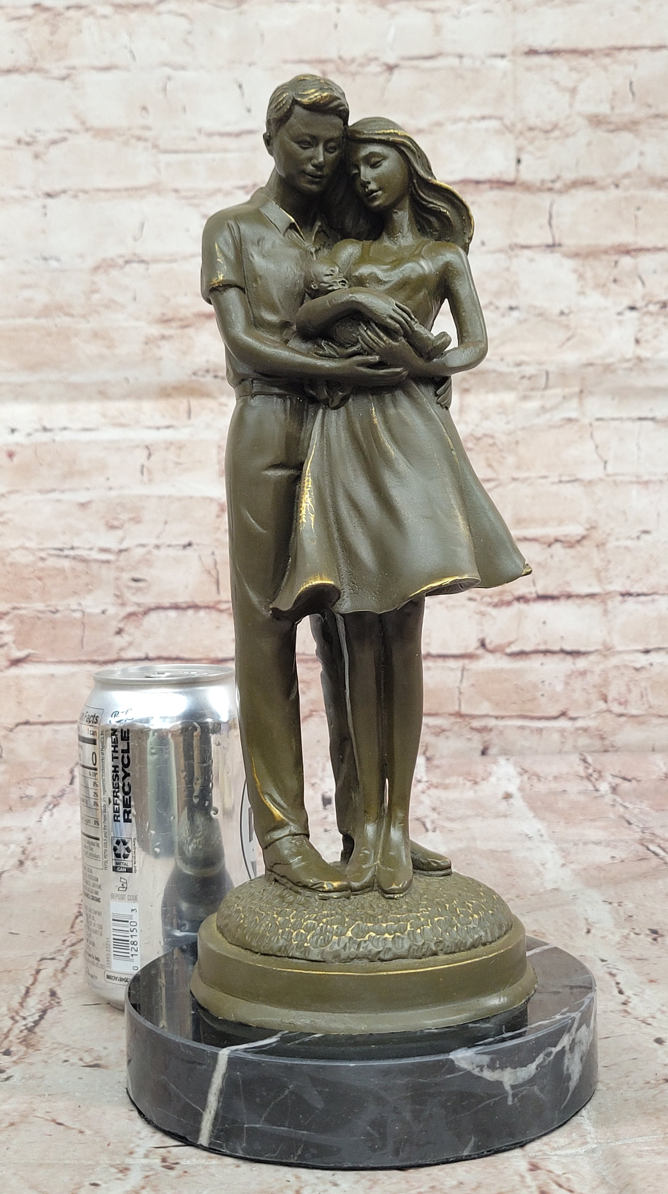 Bronze Sculpture of Young Family with Newborn by Milo