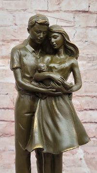 Bronze Sculpture of Young Family with Newborn by Milo