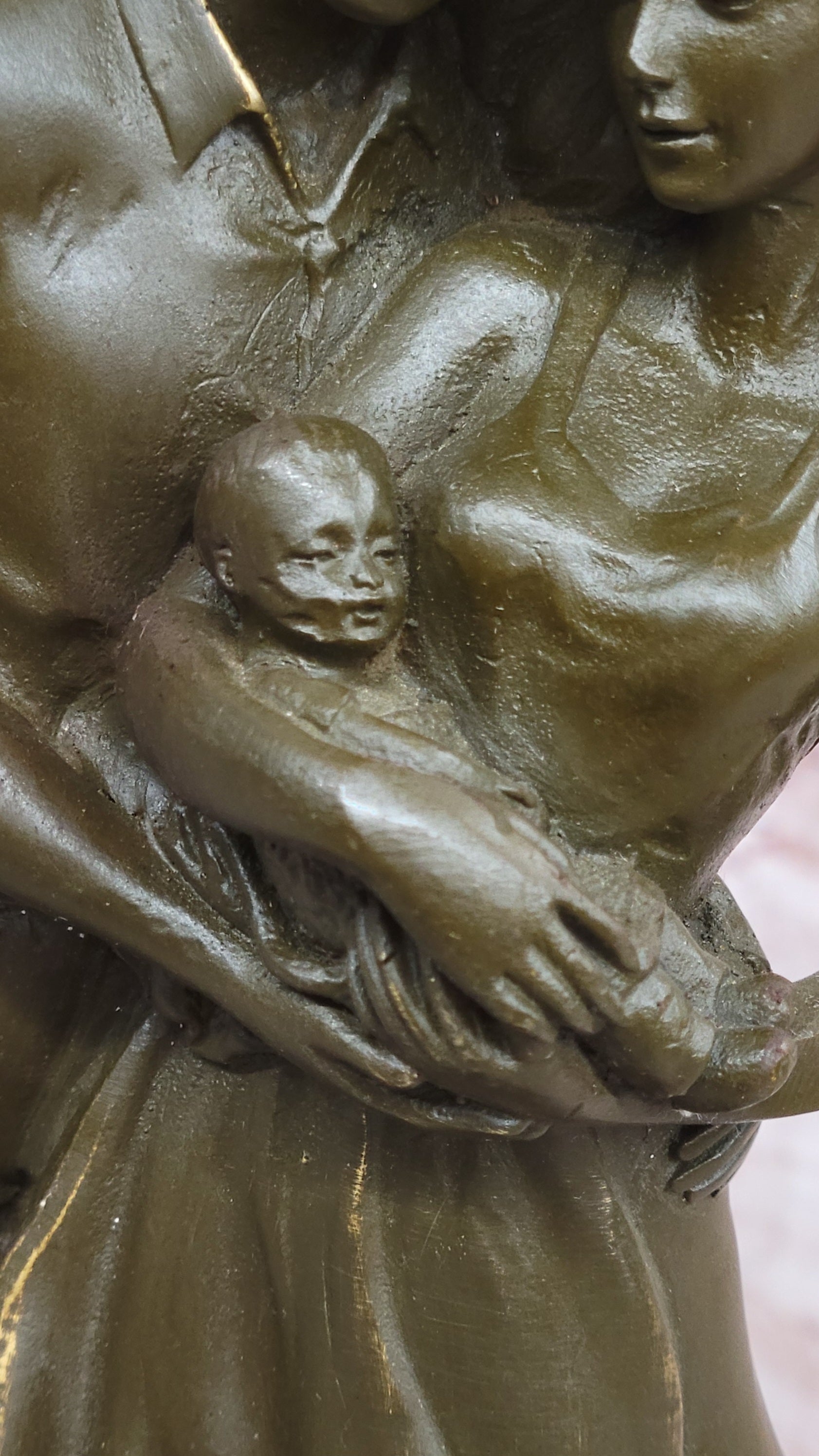 Bronze Sculpture of Young Family with Newborn by Milo