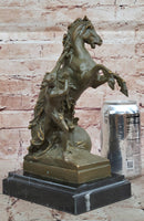 Mythological Woman with Rearing Horse Bronze Sculpture