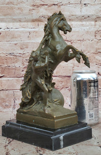 Mythological Woman with Rearing Horse Bronze Sculpture