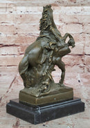 Mythological Woman with Rearing Horse Bronze Sculpture