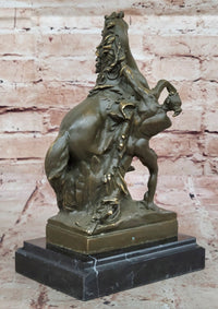 Mythological Woman with Rearing Horse Bronze Sculpture