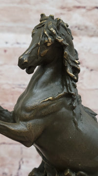Mythological Woman with Rearing Horse Bronze Sculpture