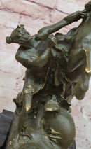 Mythological Woman with Rearing Horse Bronze Sculpture