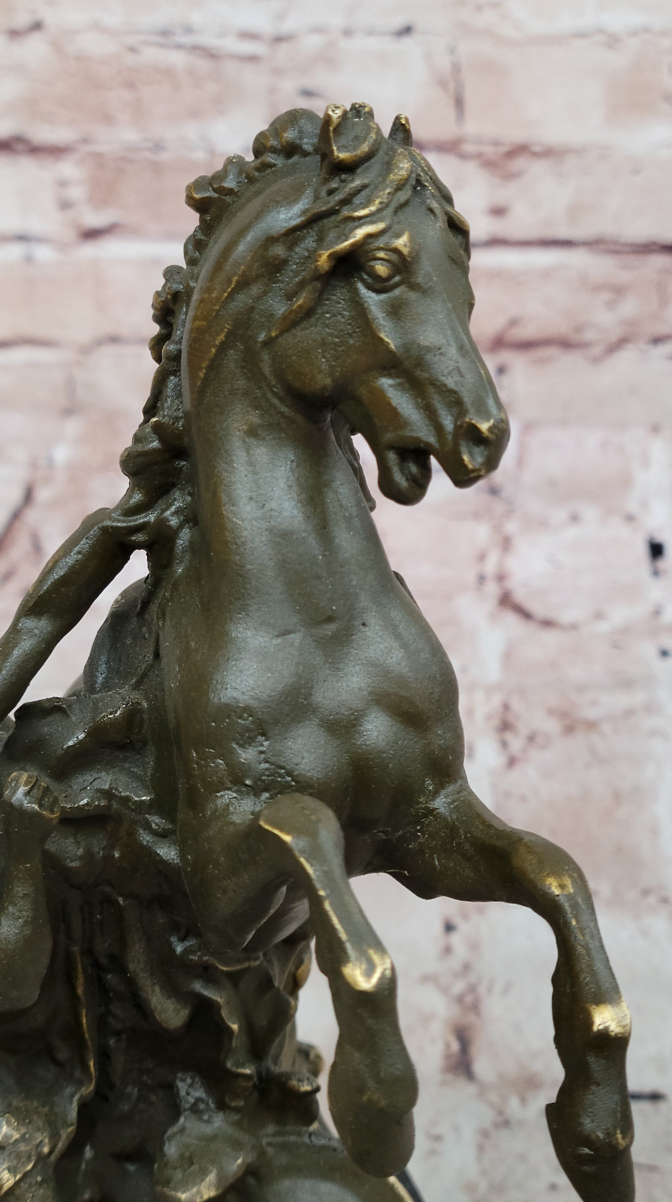 Mythological Woman with Rearing Horse Bronze Sculpture