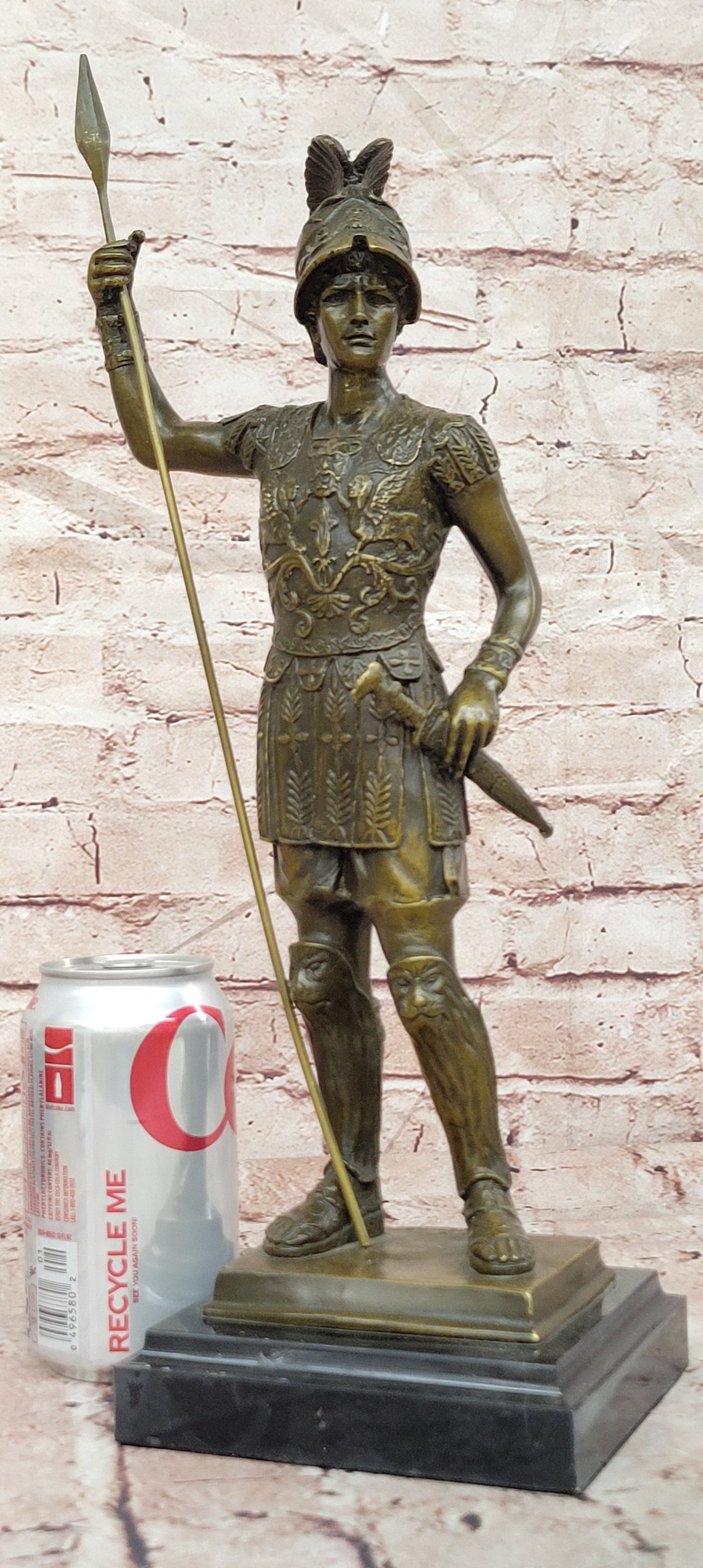 Collectible Roman Warrior Bronze Sculpture Figurine Signed Annie Hot Cast Statue