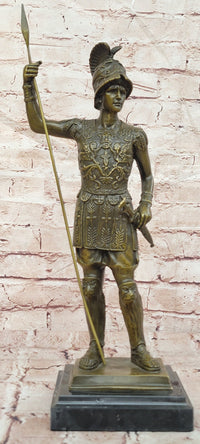 Collectible Roman Warrior Bronze Sculpture Figurine Signed Annie Hot Cast Statue