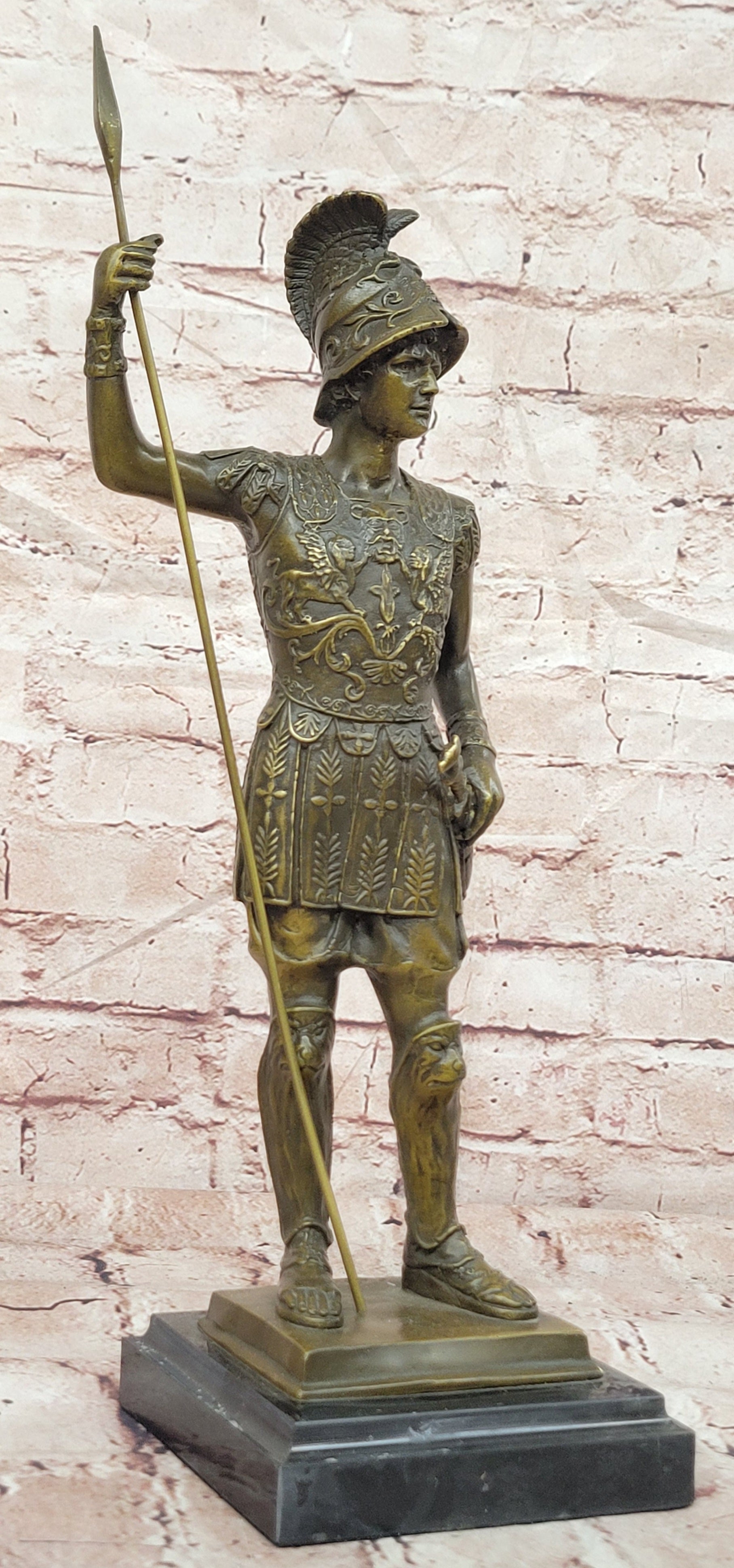 Collectible Roman Warrior Bronze Sculpture Figurine Signed Annie Hot Cast Statue