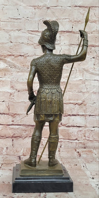Collectible Roman Warrior Bronze Sculpture Figurine Signed Annie Hot Cast Statue
