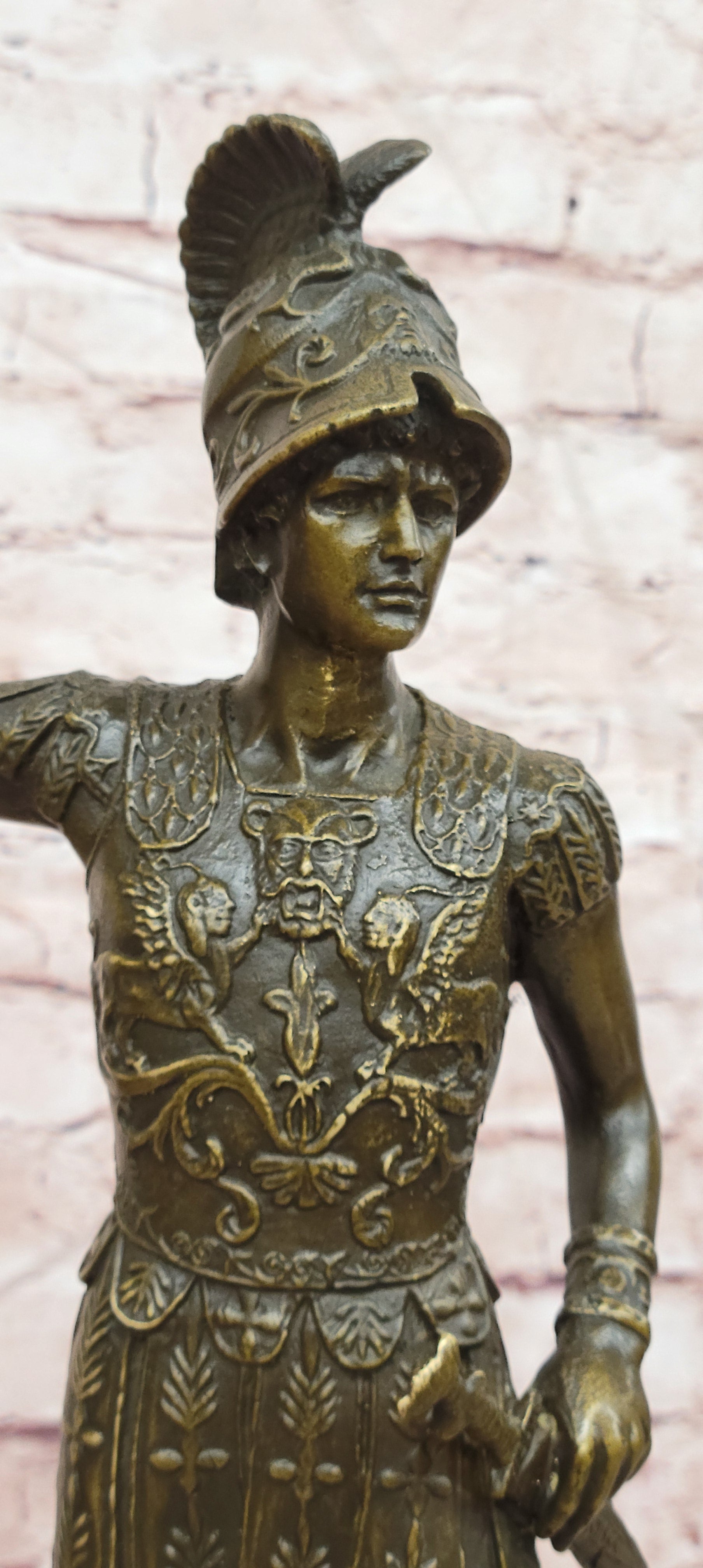 Collectible Roman Warrior Bronze Sculpture Figurine Signed Annie Hot Cast Statue