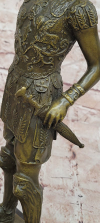 Collectible Roman Warrior Bronze Sculpture Figurine Signed Annie Hot Cast Statue