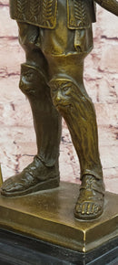 Collectible Roman Warrior Bronze Sculpture Figurine Signed Annie Hot Cast Statue