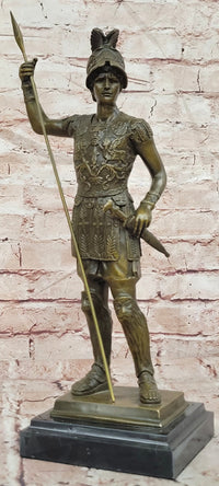 Collectible Roman Warrior Bronze Sculpture Figurine Signed Annie Hot Cast Statue