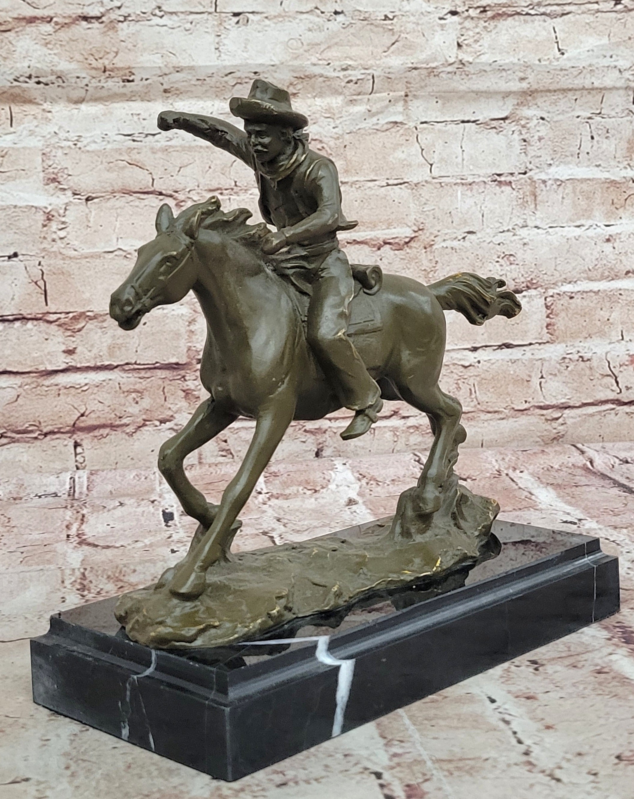 Cowboy on Galloping Horse Bronze - Wild West Art