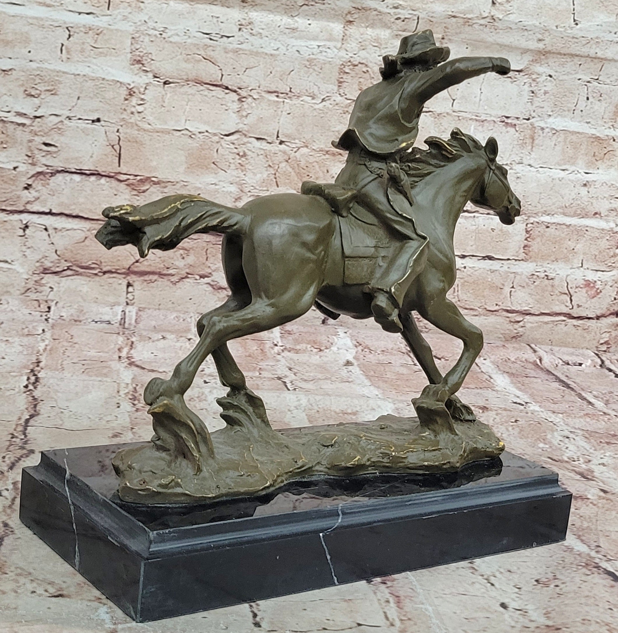 Cowboy on Galloping Horse Bronze - Wild West Art