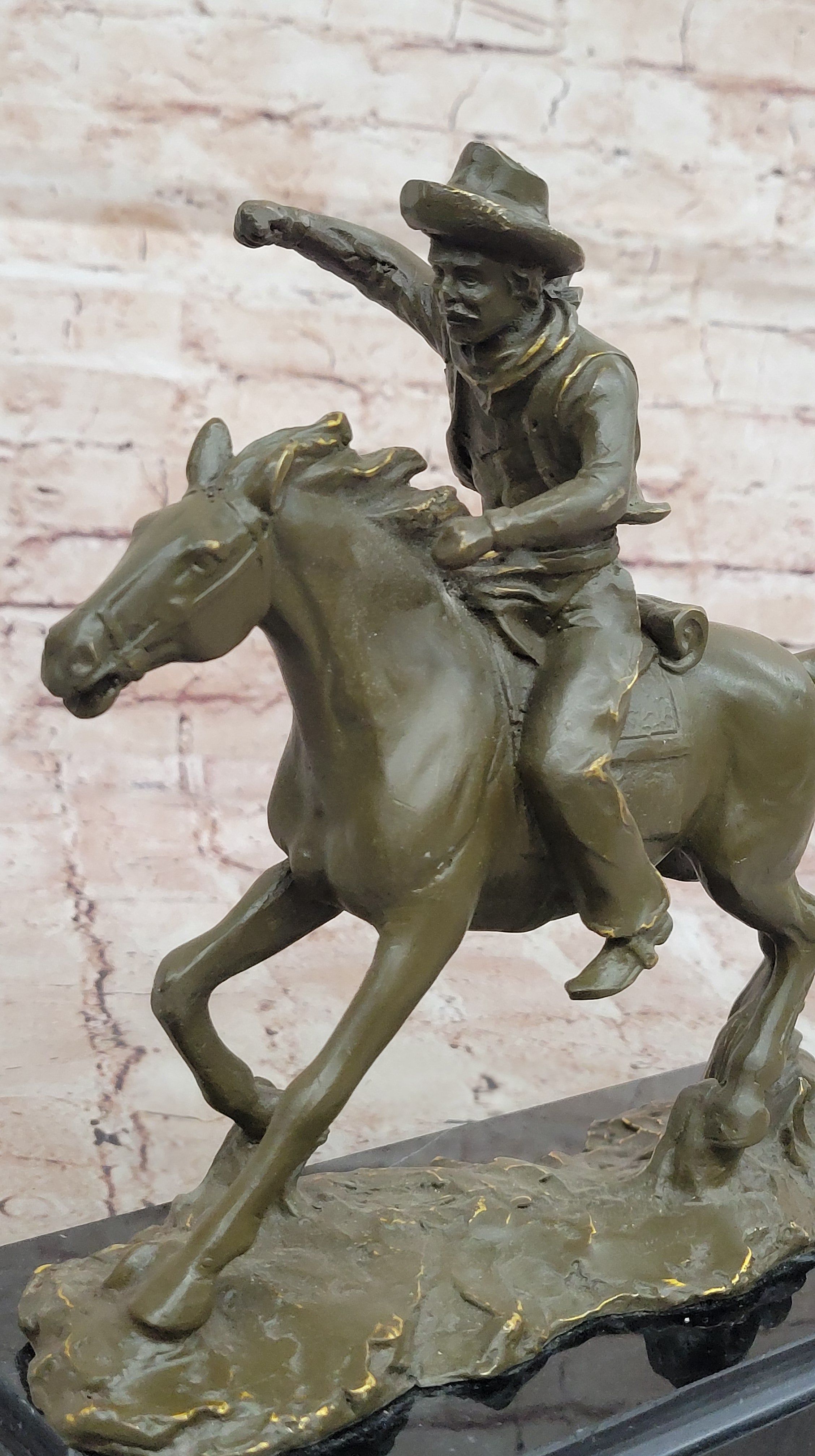 Cowboy on Galloping Horse Bronze - Wild West Art