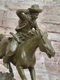 Cowboy on Galloping Horse Bronze - Wild West Art