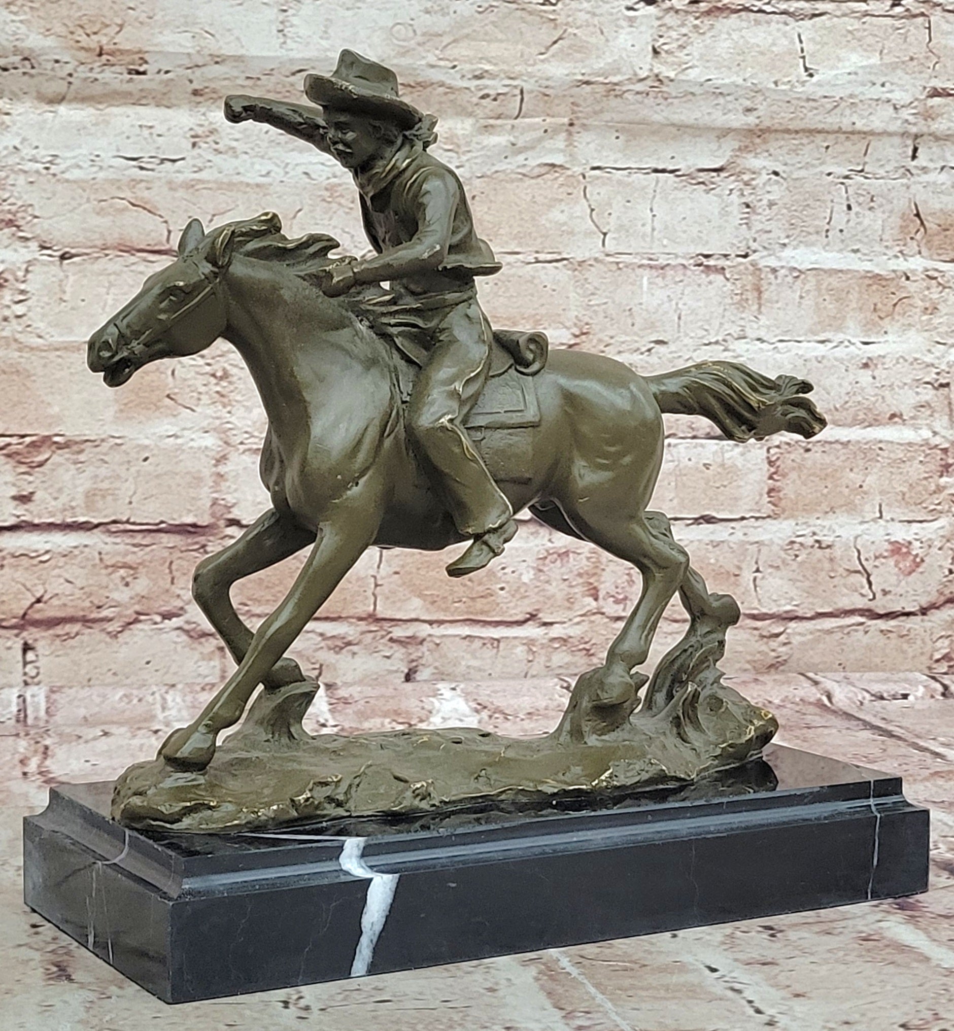 Cowboy on Galloping Horse Bronze - Wild West Art
