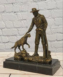 Signed & Numbered Limited-Edition Milo Cowboy with Riffle and Faithfull Dog Bronze Sculpture