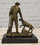 Signed & Numbered Limited-Edition Milo Cowboy with Riffle and Faithfull Dog Bronze Sculpture