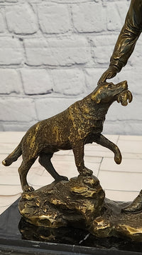 Signed & Numbered Limited-Edition Milo Cowboy with Riffle and Faithfull Dog Bronze Sculpture