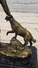 Signed & Numbered Limited-Edition Milo Cowboy with Riffle and Faithfull Dog Bronze Sculpture