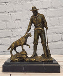 Signed & Numbered Limited-Edition Milo Cowboy with Riffle and Faithfull Dog Bronze Sculpture