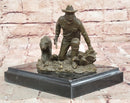 Hunter with Dog Bronze Sculpture by Milo
