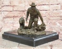 Hunter with Dog Bronze Sculpture by Milo