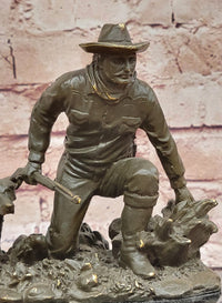 Hunter with Dog Bronze Sculpture by Milo