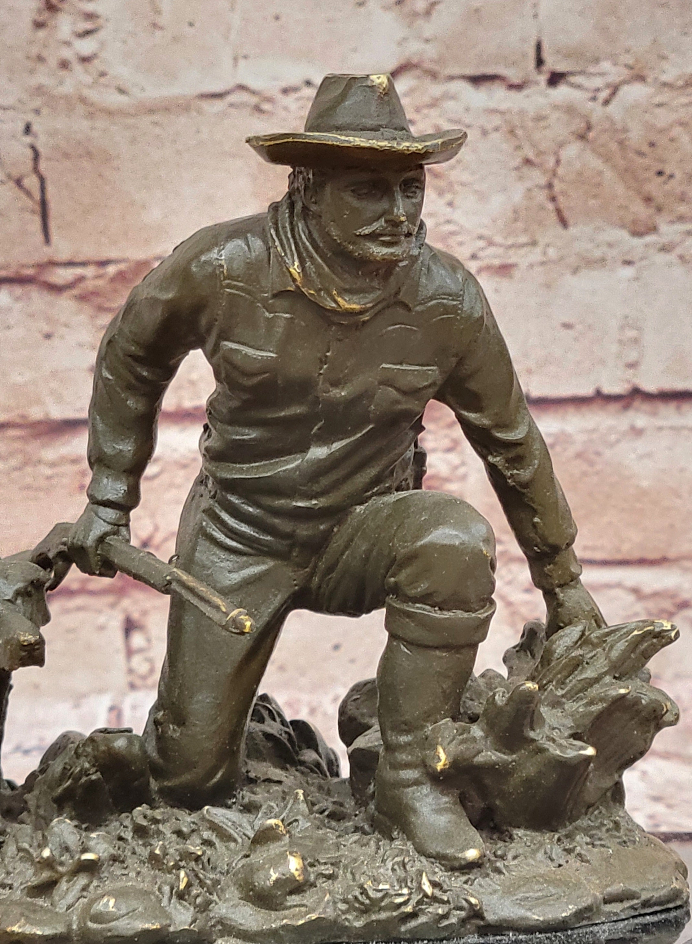 Hunter with Dog Bronze Sculpture by Milo