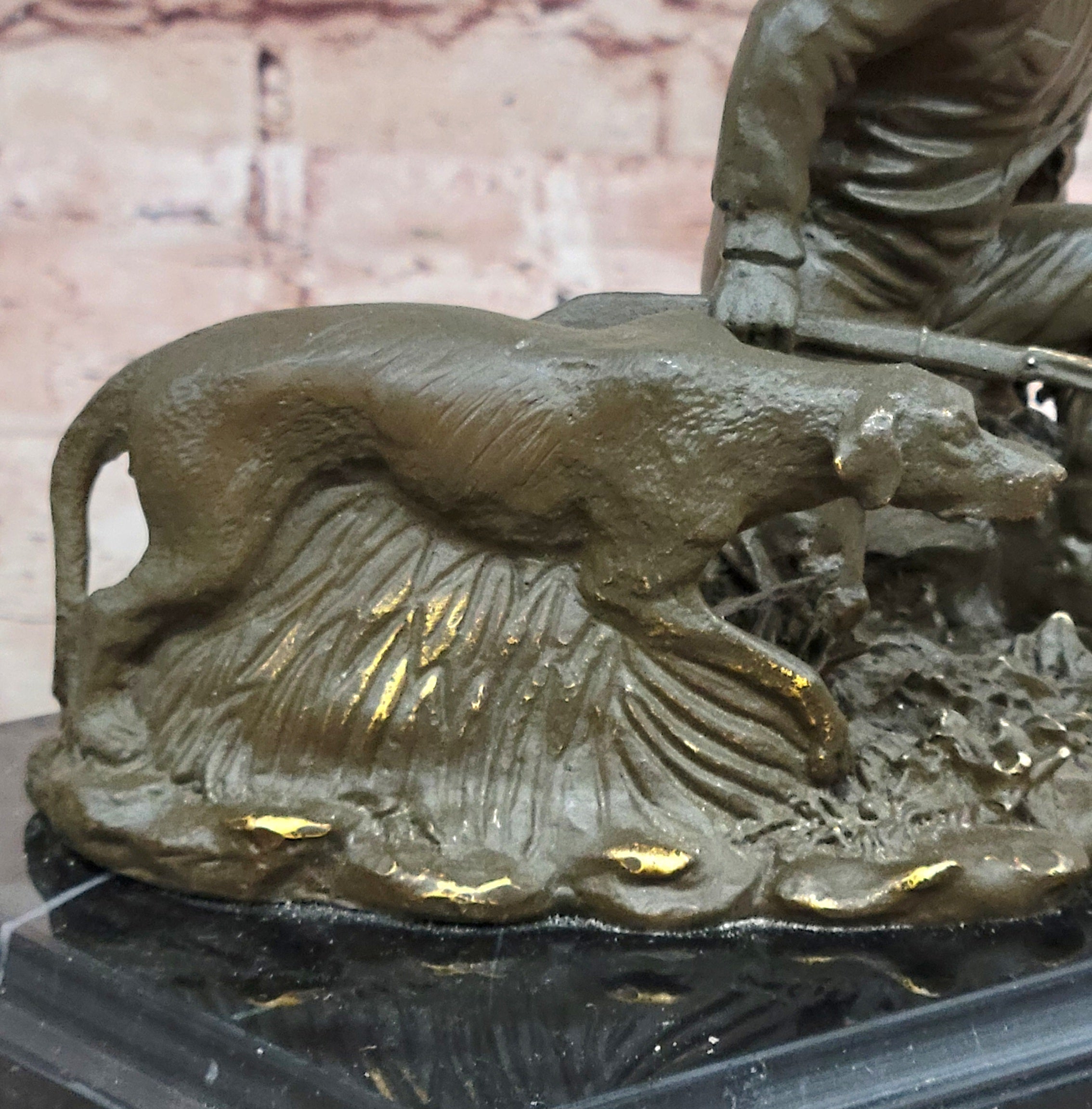 Hunter with Dog Bronze Sculpture by Milo