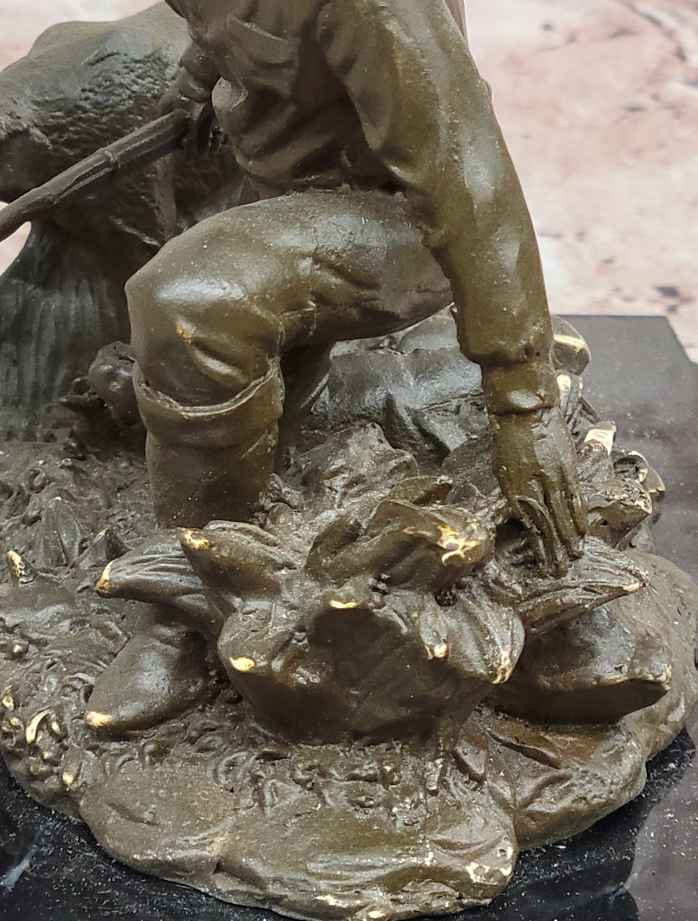 Hunter with Dog Bronze Sculpture by Milo