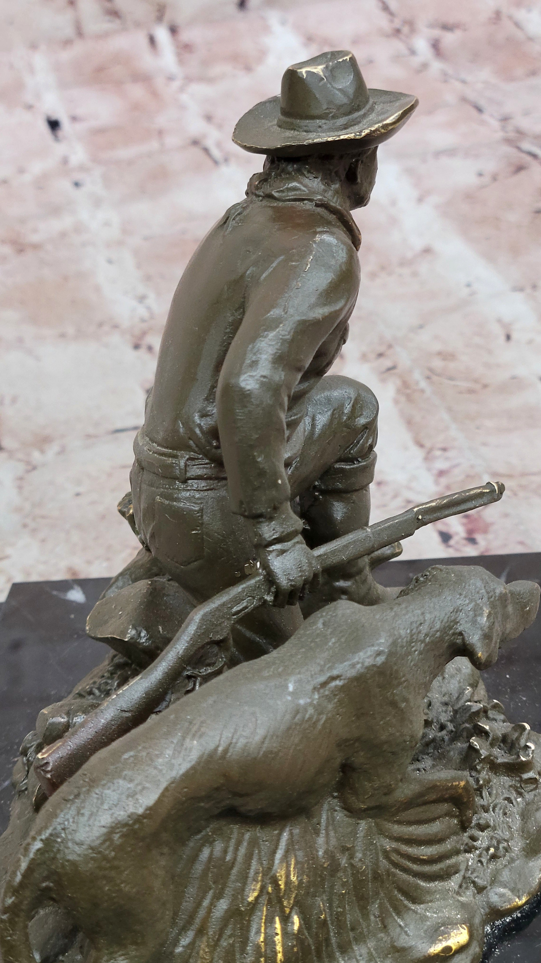 Hunter with Dog Bronze Sculpture by Milo