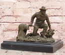 Hunter with Dog Bronze Sculpture by Milo
